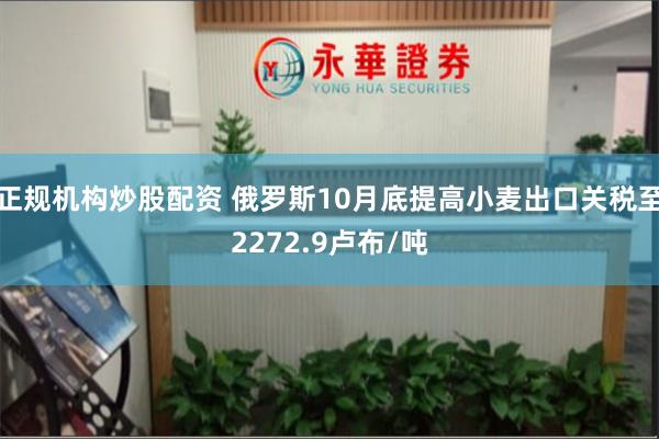 正规机构炒股配资 俄罗斯10月底提高小麦出口关税至2272.9卢布/吨